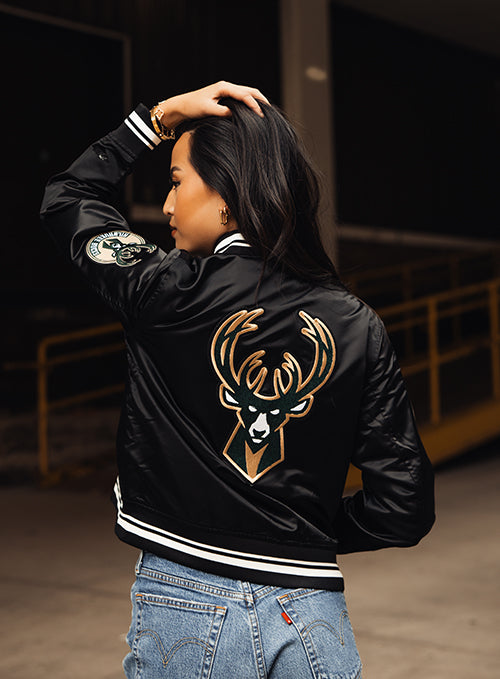 Women's Pro Standard Milwaukee Bucks Retro Classic Satin Jacket-back