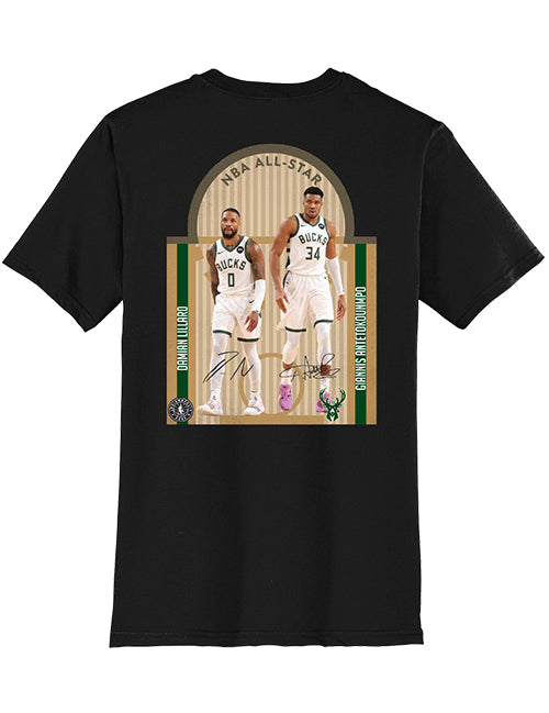 2024 All-Star Damian Lillard & Giannis Antetokounmpo Milwaukee Bucks T-Shirt-back 