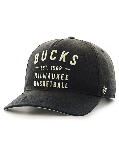 '47 Brand Dusted Hitch Black Milwaukee Bucks Snapback Hat-angled left