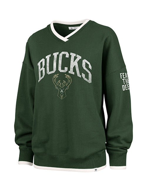 Women's '47 Brand Milwaukee Bucks Wax Pack Daze Crewneck Sweatshirt-front