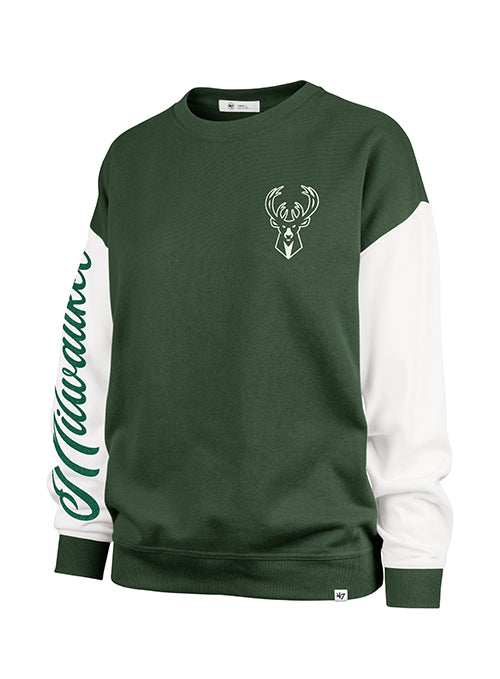 Women's '47 Brand Andie Double Arena Milwaukee Bucks Crewneck Sweatshirt-front