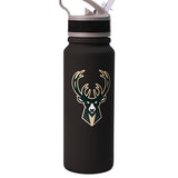 Logo Brands 25oz Milwaukee Bucks Flip Straw Water Bottle