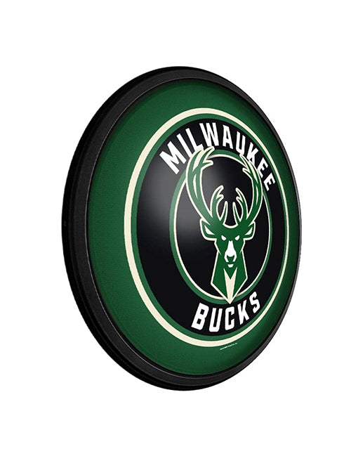 The Fan-Brand Milwaukee Bucks Round Slimline Lighted Wall Sign-side