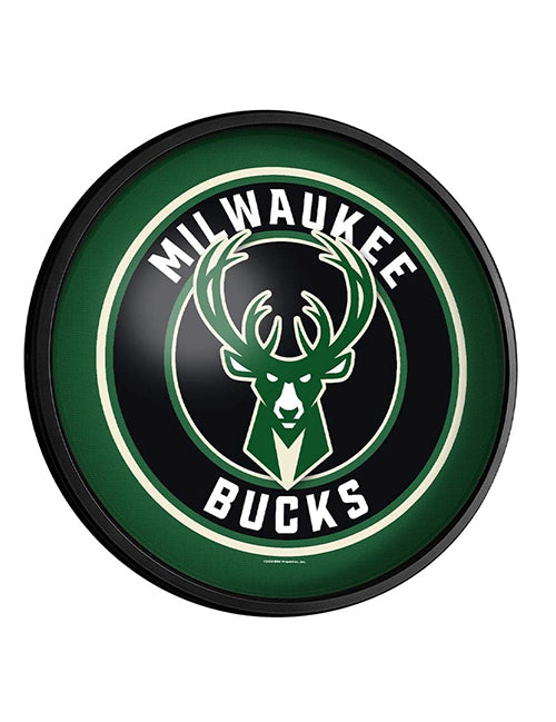 The Fan-Brand Milwaukee Bucks Round Slimline Lighted Wall Sign-front