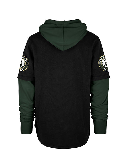 '47 Brand Shortstop Black Milwaukee Bucks Hooded Sweatshirt-back