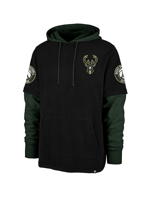 '47 Brand Shortstop Black Milwaukee Bucks Hooded Sweatshirt-front