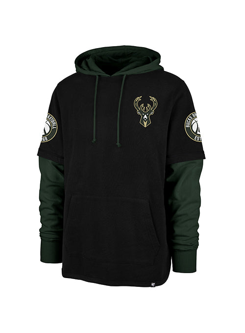 '47 Brand Shortstop Black Milwaukee Bucks Hooded Sweatshirt-front