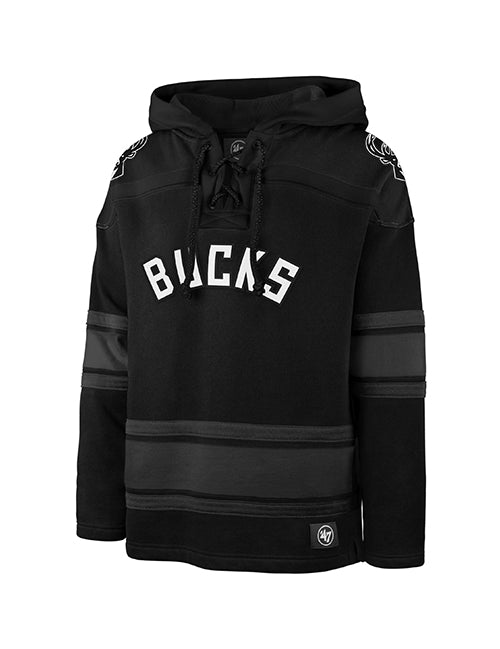 '47 Brand Anthracite Milwaukee Bucks Hooded Lacer Sweatshirt-front