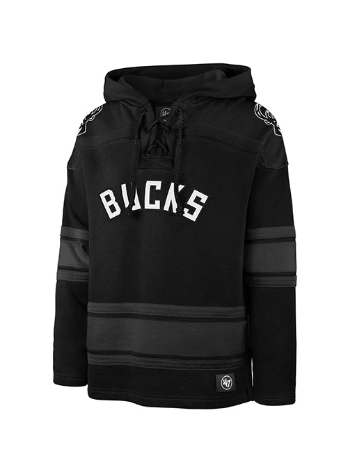 '47 Brand Anthracite Milwaukee Bucks Hooded Lacer Sweatshirt-front