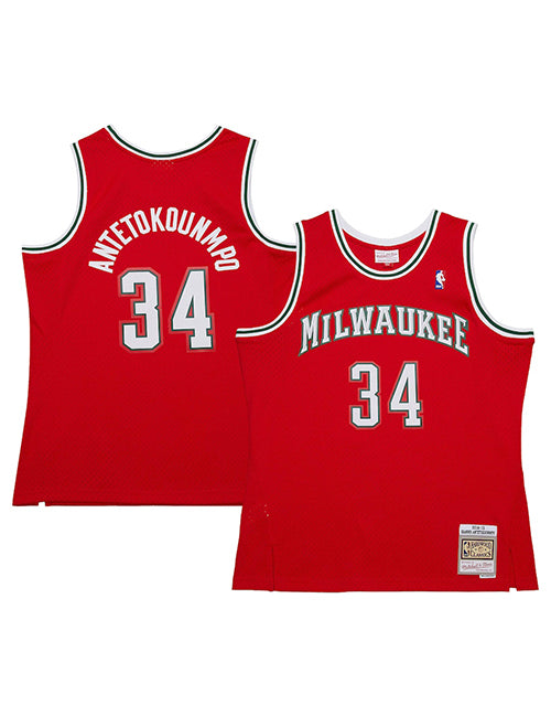 Mitchell & Ness HWC '14 Giannis Antetokounmpo Milwaukee Bucks Swingman Jersey-collage