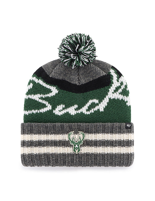 '47 Brand Hyperbolic Pom Cuff Milwaukee Bucks Knit Hat-front