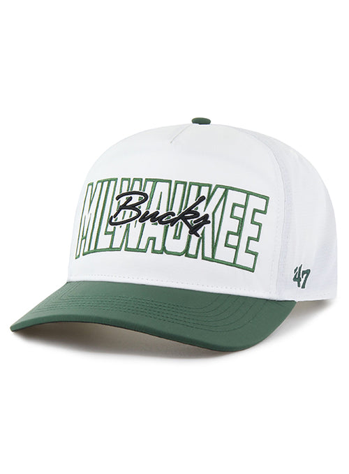 '47 Brand Hitch Lineman White Milwaukee Bucks Adjustable Hat-angled left