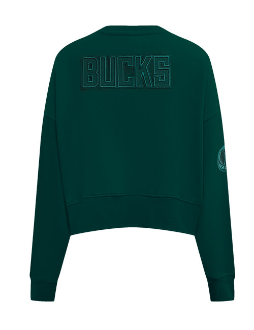 Women's Pro Standard Milwaukee Bucks Pine Neutral Crewneck Sweatshirt-back