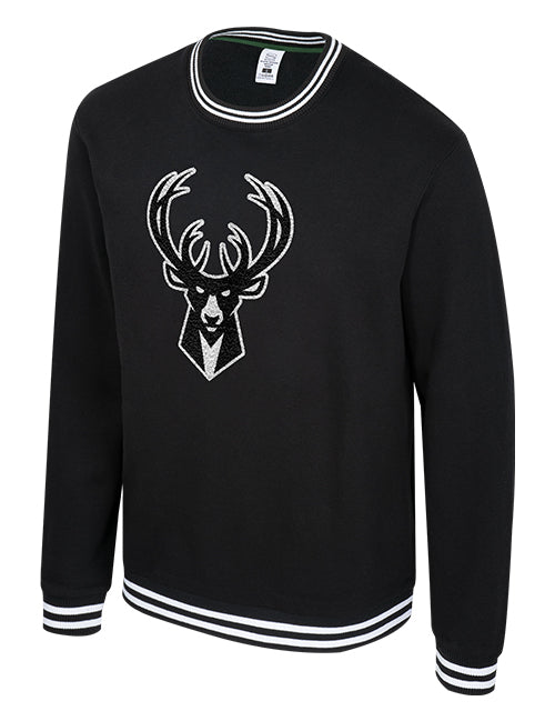 Stadium Essentials Chenille Club Level Milwaukee Bucks Crewneck Sweatshirt-front