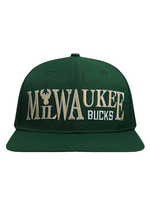 Pro Standard Typetallic Milwaukee Bucks Strapback Hat-front