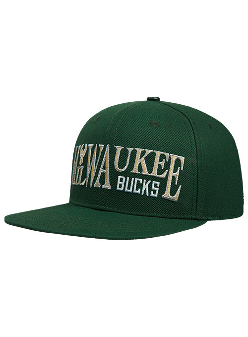 Pro Standard Typetallic Milwaukee Bucks Strapback Hat-left