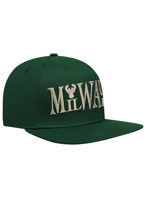 Pro Standard Typetallic Milwaukee Bucks Strapback Hat-right