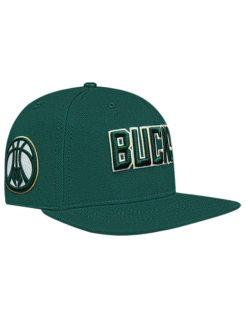 Pro Standard Wingspan Milwaukee Bucks Forest Wool Snapback Hat-angled right