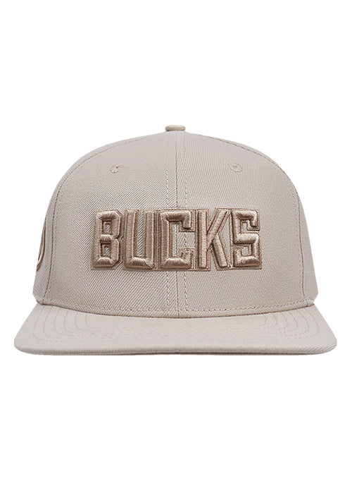 Pro Standard Wingspan Milwaukee Bucks Taupe Wool Snapback Hat-front