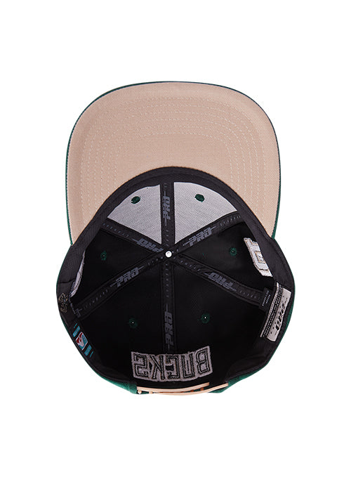 Pro Standard Old English Milwaukee Bucks Forest Snapback Hat-UV