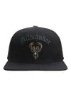 Pro Standard Old English Milwaukee Bucks Black Snapback Hat-front