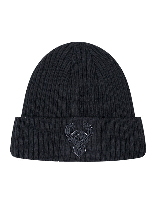 Pro Standard Triple Black Milwaukee Bucks Cuff Knit Hat-front