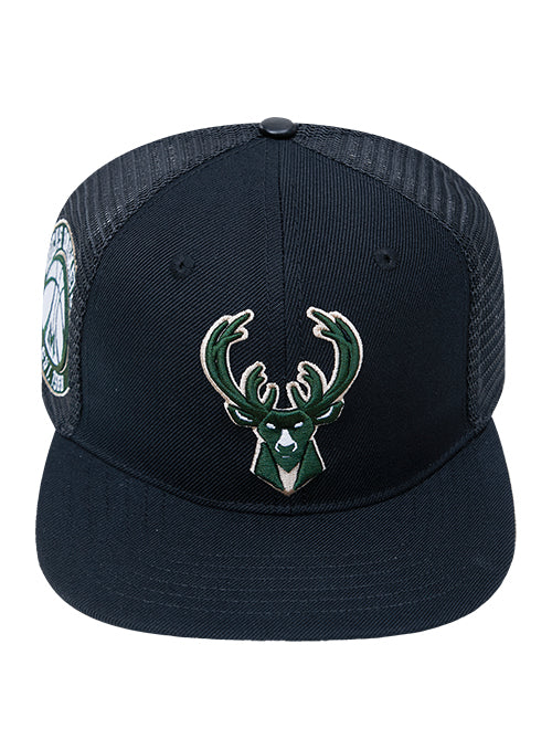 Pro Standard Classic Milwaukee Bucks Black Trucker Adjustable Hat-front