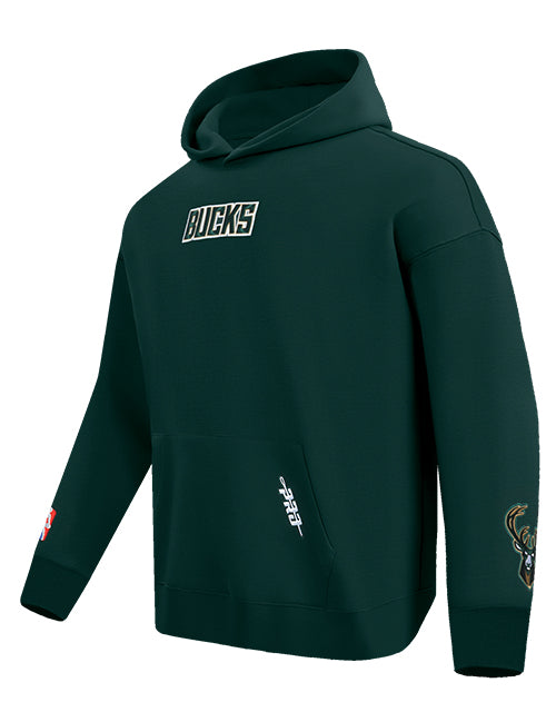 Pro Standard Wingspan Forest Milwaukee Bucks Hooded Sweatshirt-angled front