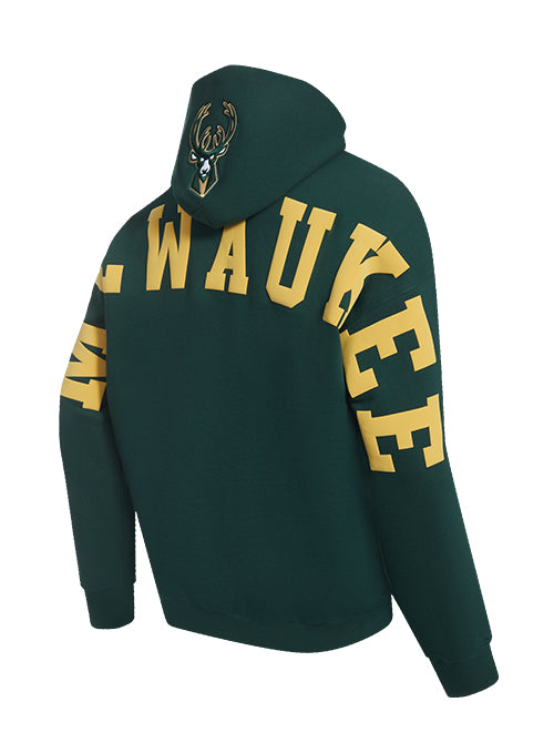 Pro Standard Wingspan Forest Milwaukee Bucks Hooded Sweatshirt-angled back