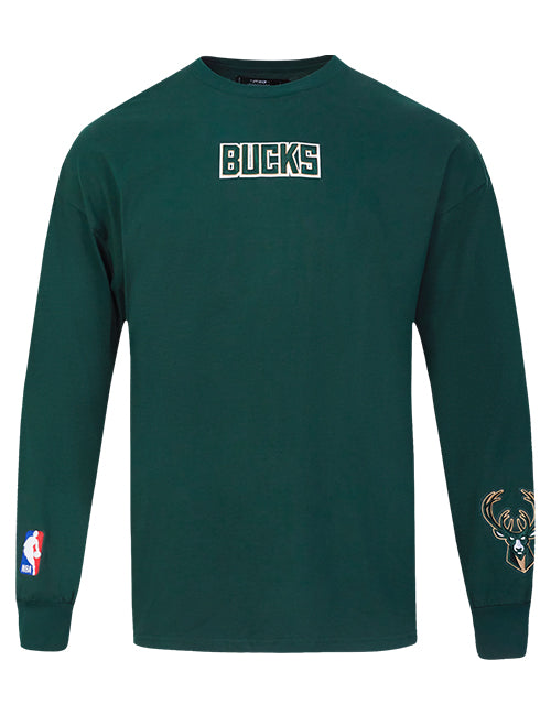 Pro Standard Wingspan Forest Drop Shoulder Milwaukee Bucks Long Sleeve T-Shirt-front