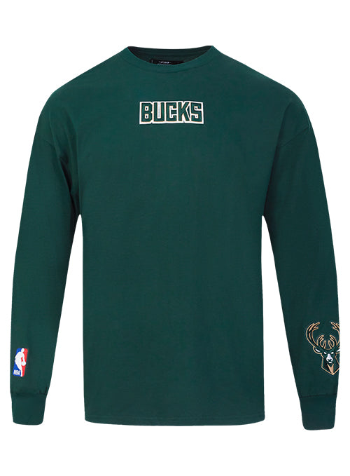 Pro Standard Wingspan Forest Drop Shoulder Milwaukee Bucks Long Sleeve T-Shirt-front