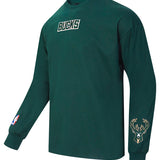 Pro Standard Wingspan Forest Drop Shoulder Milwaukee Bucks Long Sleeve T-Shirt-angled front