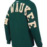 Pro Standard Wingspan Forest Drop Shoulder Milwaukee Bucks Long Sleeve T-Shirt- angled back