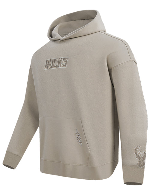 Pro Standard Wingspan Milwaukee Bucks Taupe Hooded Sweatshirt-angled front