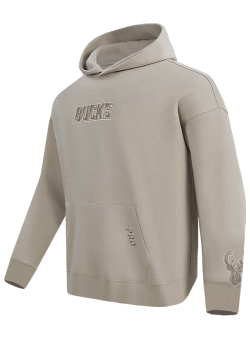 Pro Standard Wingspan Milwaukee Bucks Taupe Hooded Sweatshirt-angled front