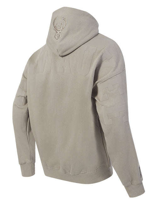 Pro Standard Wingspan Milwaukee Bucks Taupe Hooded Sweatshirt-angled back