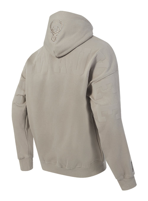 Pro Standard Wingspan Milwaukee Bucks Taupe Hooded Sweatshirt-angled back