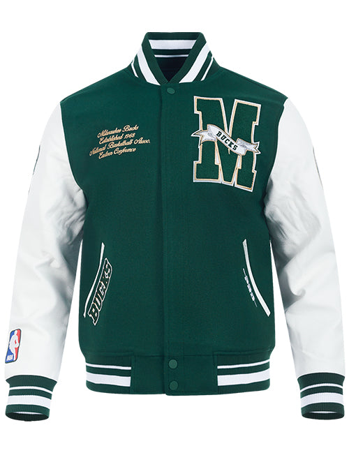 Pro Standard Pennants Milwaukee Bucks Varsity Jacket-front