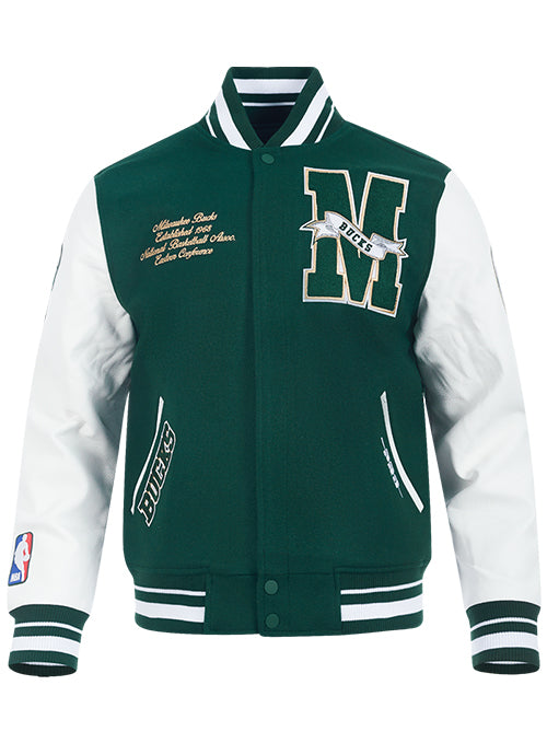 Pro Standard Pennants Milwaukee Bucks Varsity Jacket-front