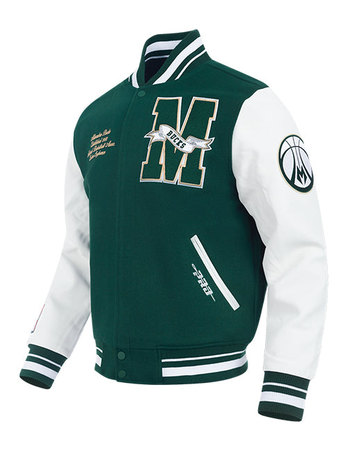 Pro Standard Pennants Milwaukee Bucks Varsity Jacket-angled front