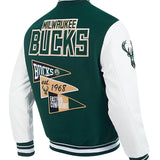 Pro Standard Pennants Milwaukee Bucks Varsity Jacket-angled back