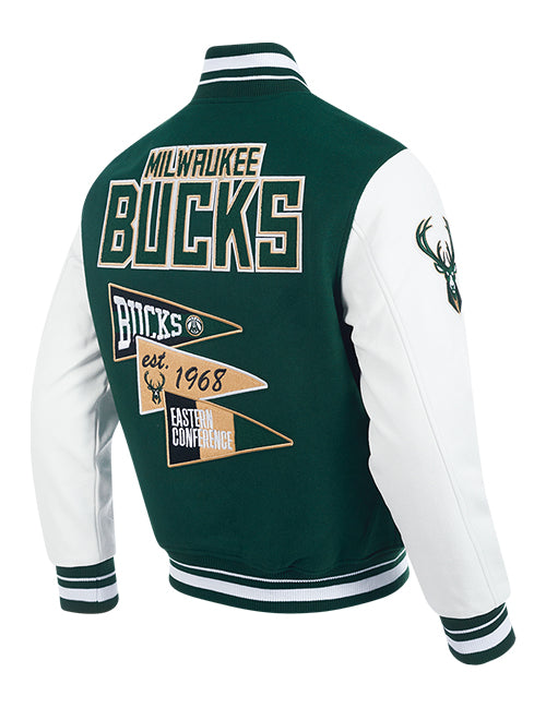 Pro Standard Pennants Milwaukee Bucks Varsity Jacket-angled back