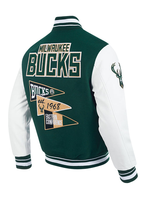 Pro Standard Pennants Milwaukee Bucks Varsity Jacket-angled back