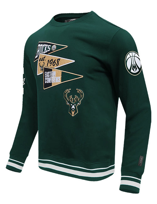 Pro Standard Pennants Milwaukee Bucks Crewneck Sweatshirt-angled front