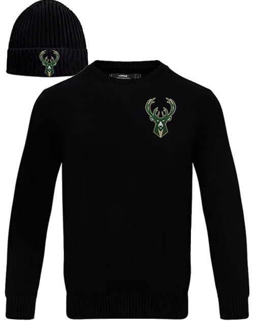 Pro Standard Milwaukee Bucks Sweater and Beanie Hat Box Set