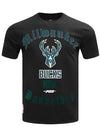 Pro Standard Old English Black Milwaukee Bucks T-Shirt-front