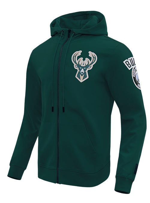 Pro Standard Classic Chenille Milwaukee Bucks Kapuzensweatshirt mit durchgehendem Reißverschluss 