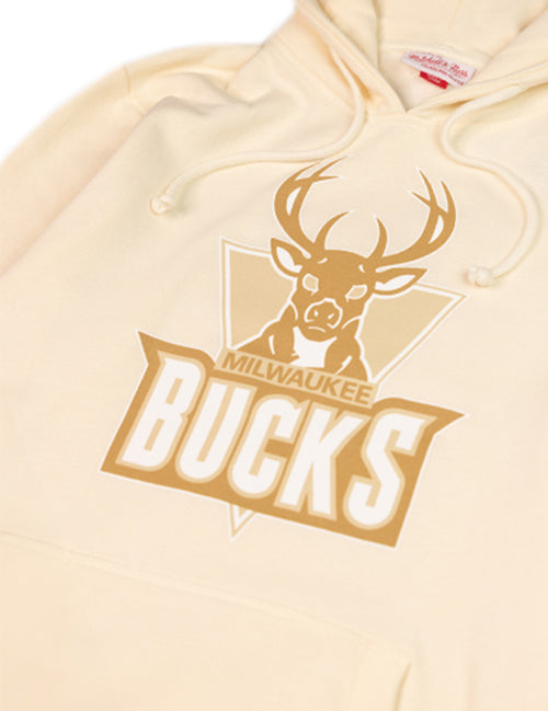 Mitchell & Ness HWC Sandman Milwaukee Bucks Hooded Sweatshirt-close up