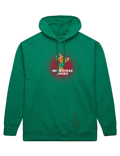 Mitchell & Ness HWC '68 Spray Paint Milwaukee Bucks Hooded Sweatshirt-front