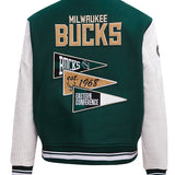 Women's Pro Standard Pennants Milwaukee Bucks Wool Varsity Jacket-back